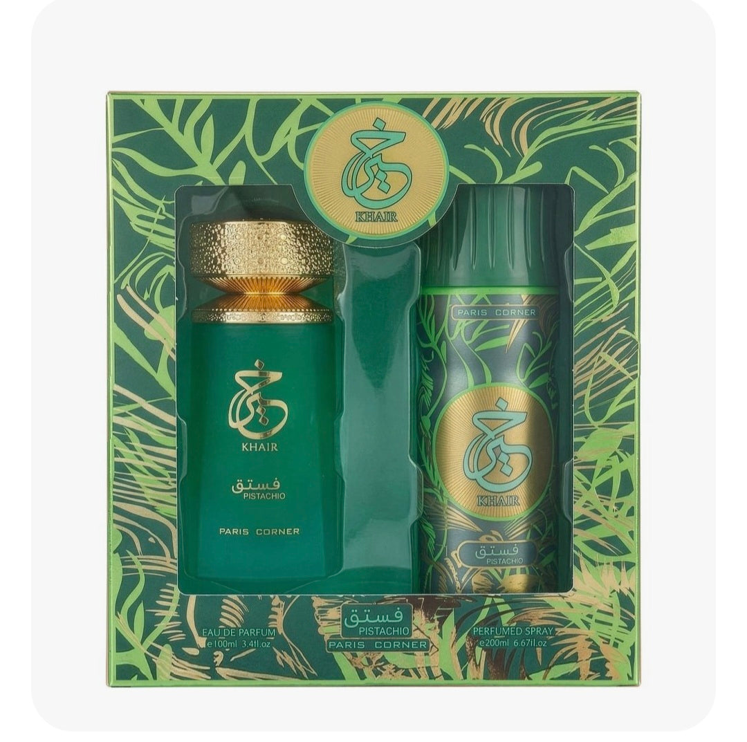 Paris Corner – Khair Pistachio Eau De Parfum 100ml + Deodorant Spray 200ml
